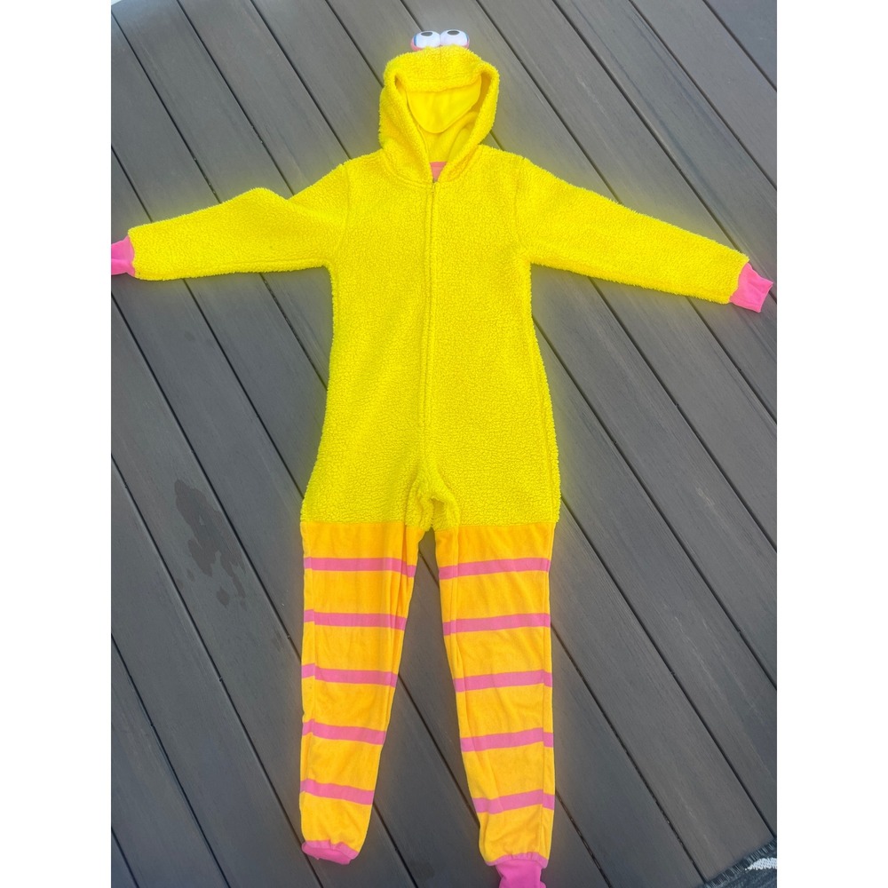 Sesame Street Big Bird Hooded Yellow Sherpa Fleece costume  XS Halloween
(220)